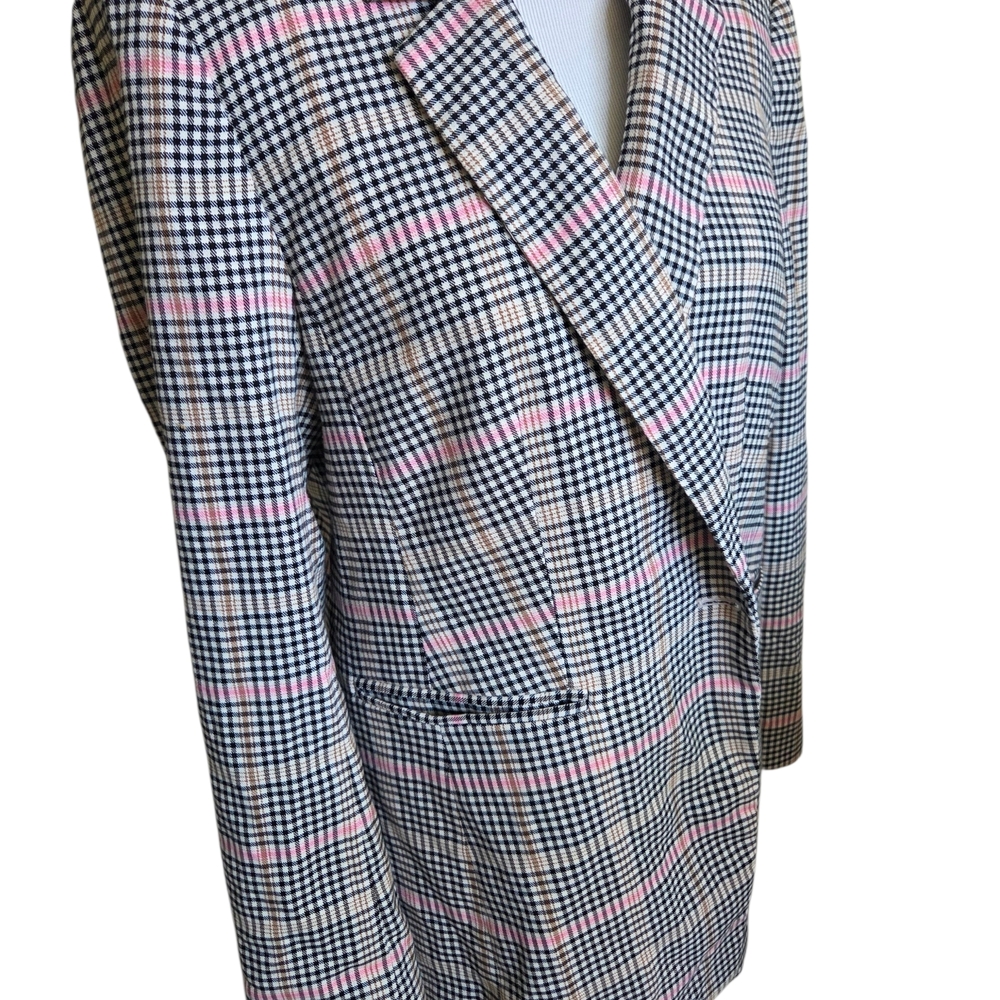 LOFT Women's Glen Plaid Blazer in Black, White & Pink